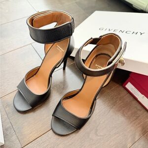 Givenchy Black Leather Ankle-Strap Stiletto Heels